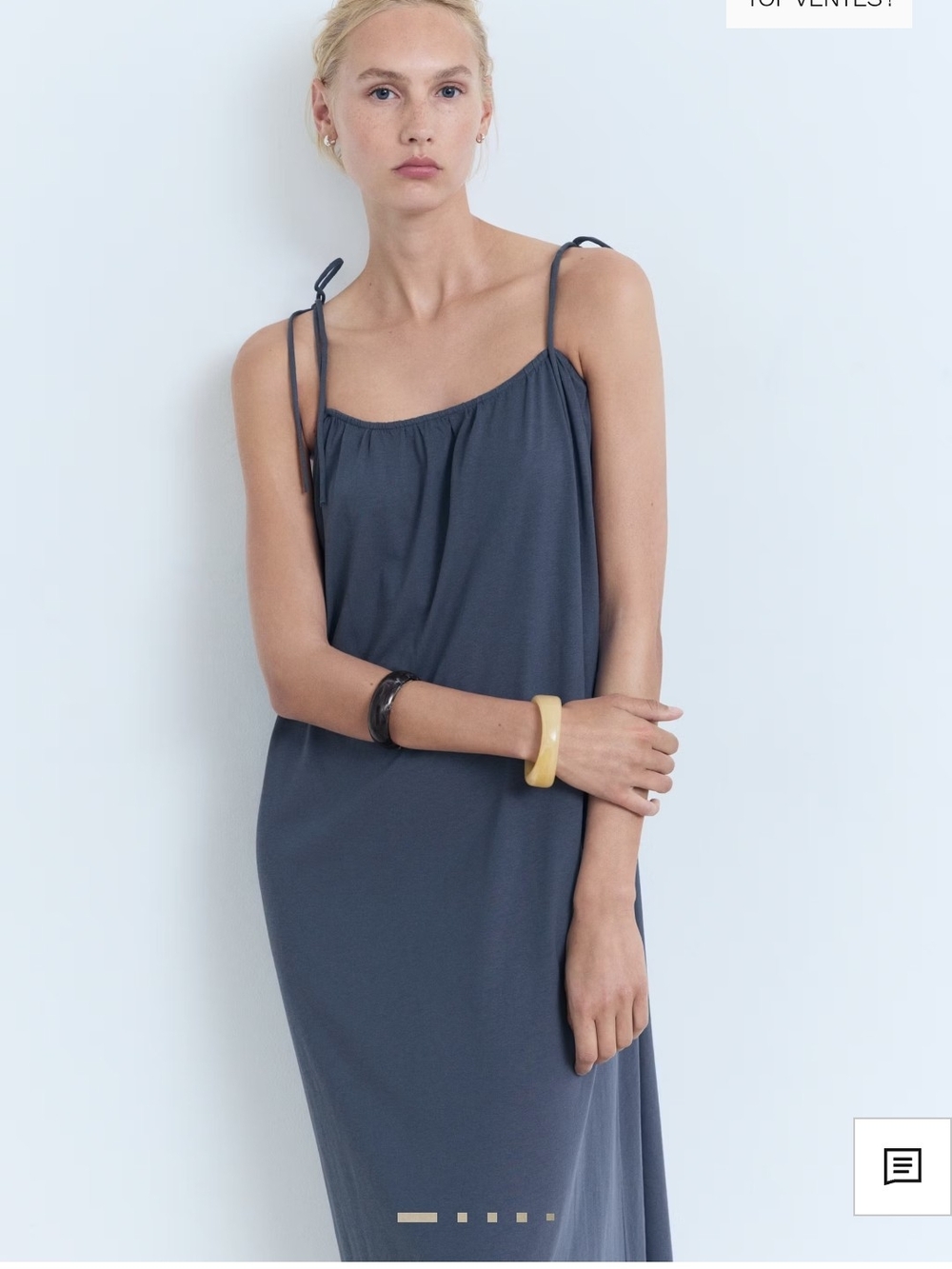 Mango Slate Blue Tie-Strap Maxi Dress NWT